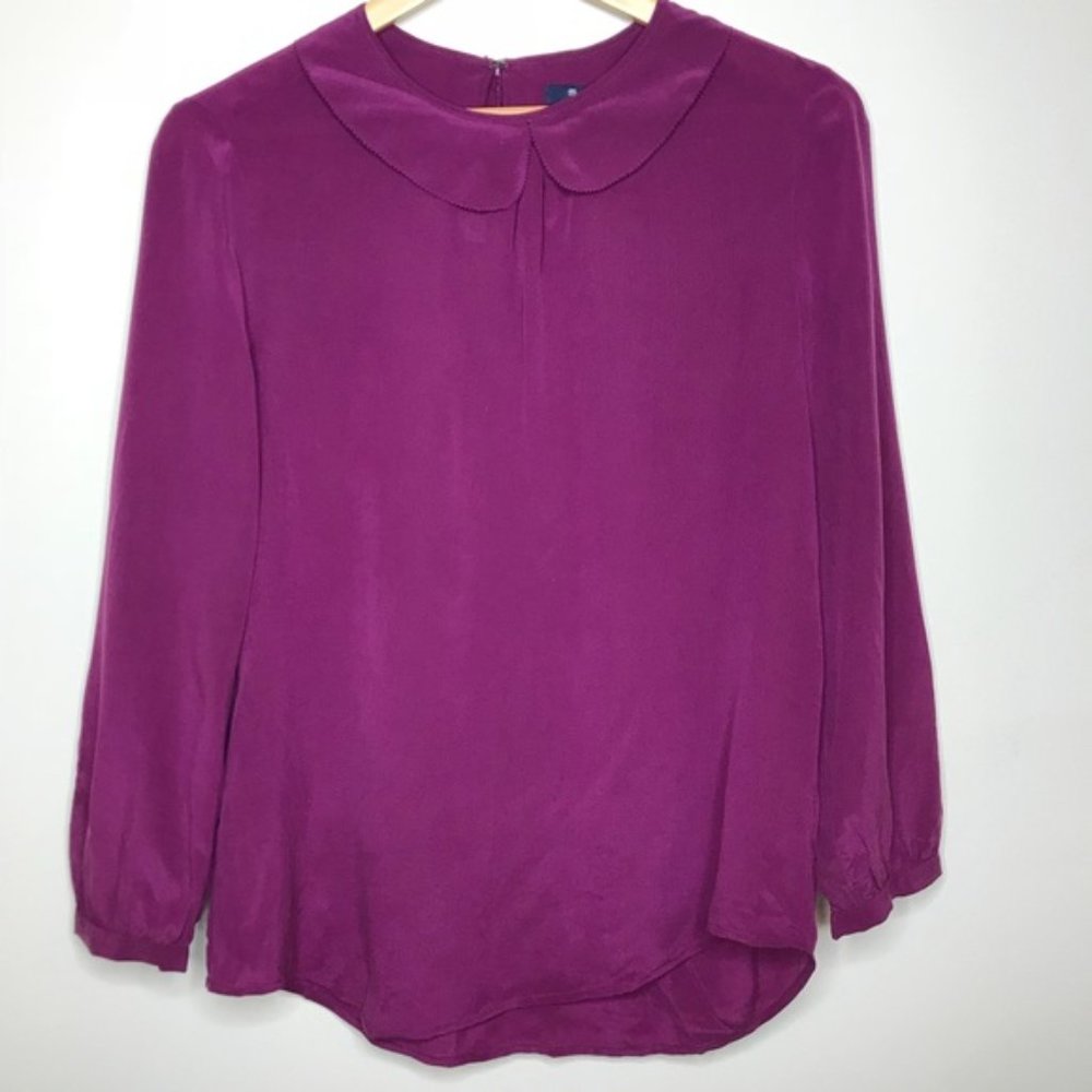 Madewell Size L 100% Silk Blouse Size L in Plum